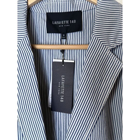 Lafayette 148 NWT Blazer Striped Blazer Detachable Rope Belt‎ Womens Size 10 - Picture 7 of 14